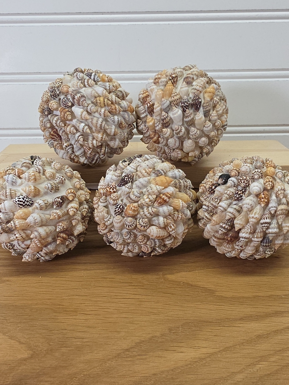 5 Handmade Seashell Decorative Accent Balls